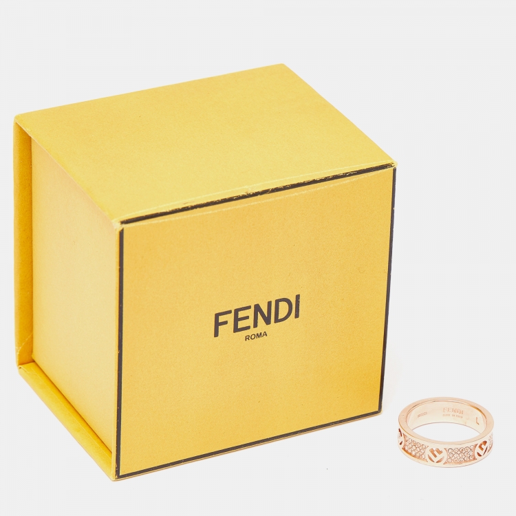 Pre Owned Fendi F is Fendi Crystal Gold Tone Ring Size 58