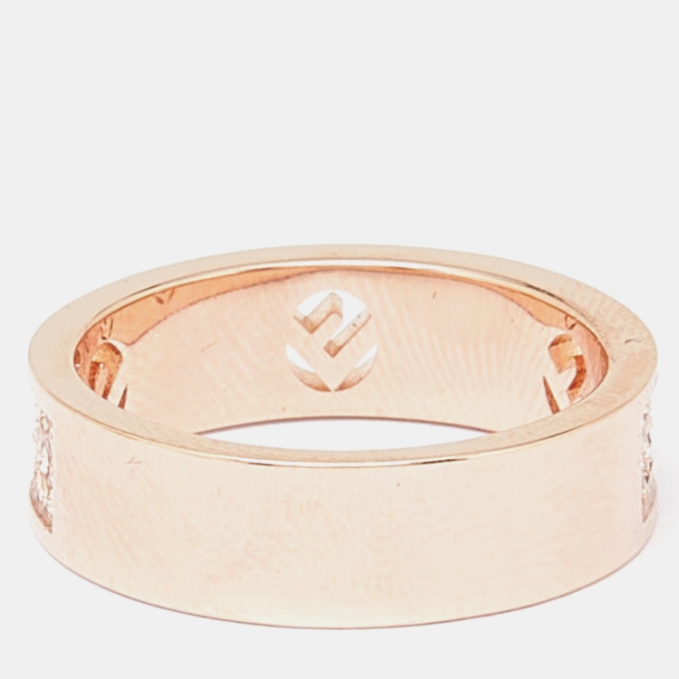Pre Owned Fendi F is Fendi Crystal Gold Tone Ring Size 58