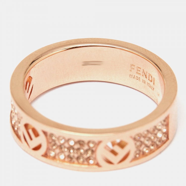 Pre Owned Fendi F is Fendi Crystal Gold Tone Ring Size 58