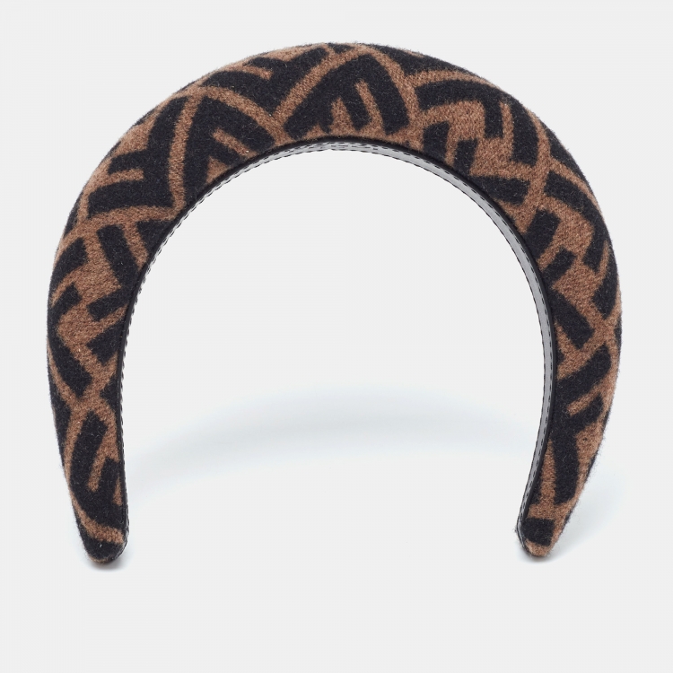 Pre Owned Fendi Brown Zucca Wool & Cashmere Headband