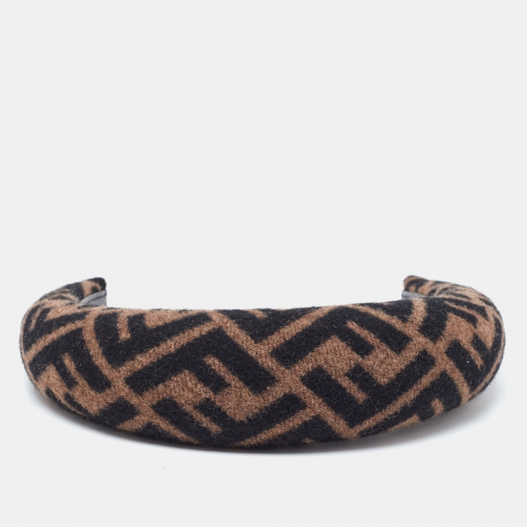 Pre Owned Fendi Brown Zucca Wool & Cashmere Headband