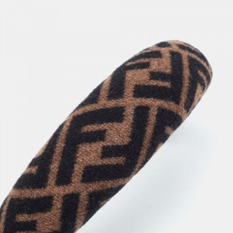 Pre Owned Fendi Brown Zucca Wool & Cashmere Headband