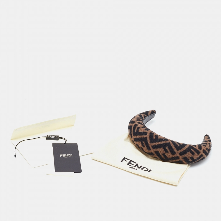 Pre Owned Fendi Brown Zucca Wool & Cashmere Headband