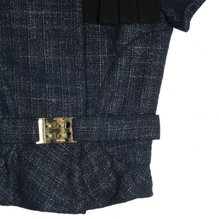 Pre Owned Fendi Black Metallic Finish Skirt Suit M