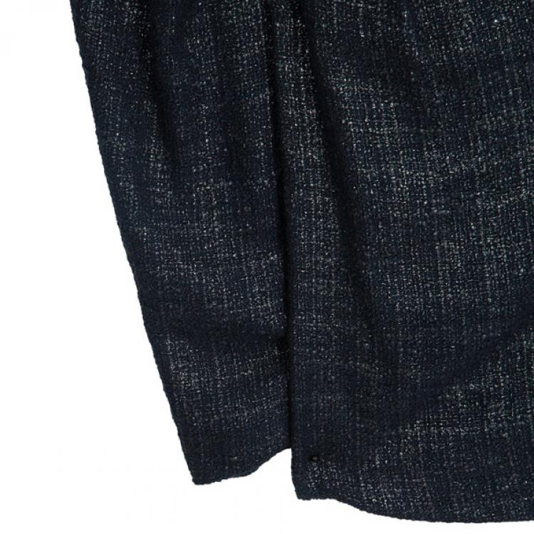 Pre Owned Fendi Black Metallic Finish Skirt Suit M