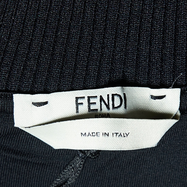 Pre Owned Fendi Black Jersey FF Trim Fendirama Zip Up Jacket M