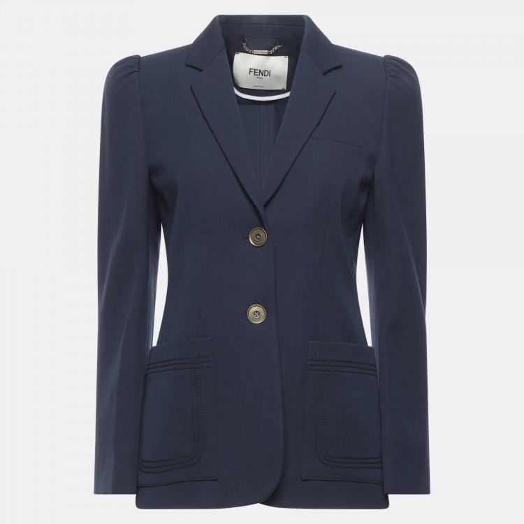 Pre Owned Fendi Navy Blue Virgin Wool Blazer M (IT 42)