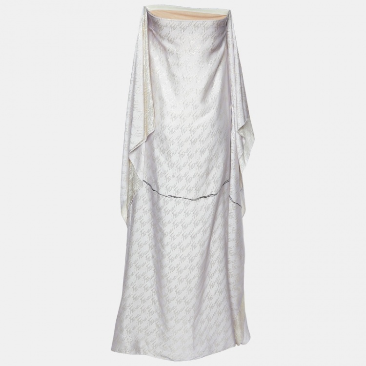 مملوكة مسبقًا Fendi Multicolor Girl Printed Jacquard Strapless Maxi Dress S