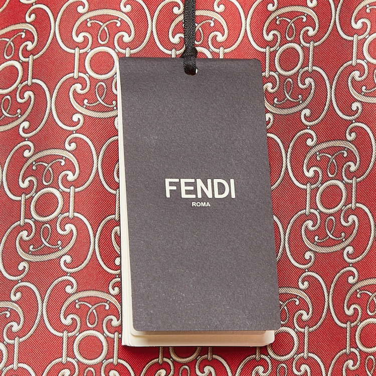 Pre Owned Fendi Red Printed Silk Royale Shirt M