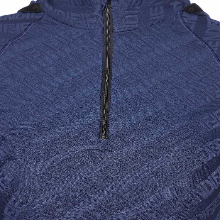 Pre Owned Fendi Eddie Blue Logo Jersey Hooded Crop Top M