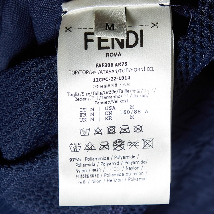 Pre Owned Fendi Eddie Blue Logo Jersey Hooded Crop Top M