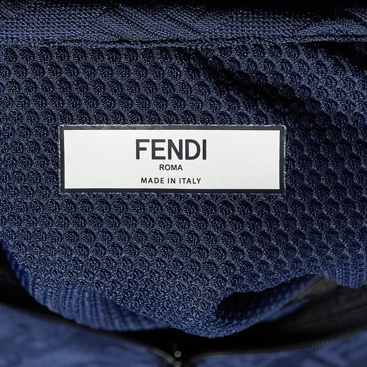 Pre Owned Fendi Eddie Blue Logo Jersey Hooded Crop Top M