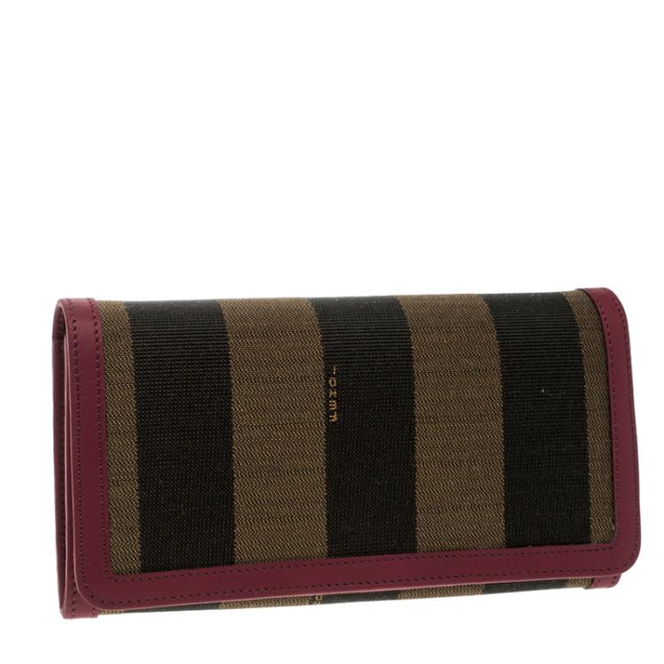 مملوكة مسبقًا Fendi Burgundy Pequin Continental Wallet