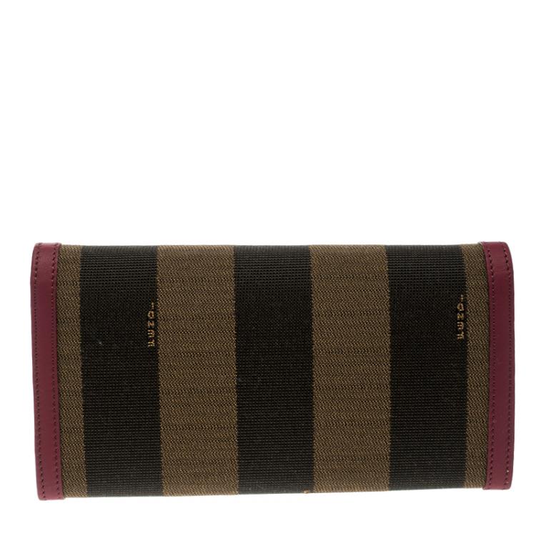 مملوكة مسبقًا Fendi Burgundy Pequin Continental Wallet