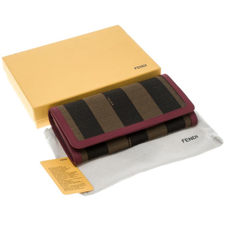 مملوكة مسبقًا Fendi Burgundy Pequin Continental Wallet