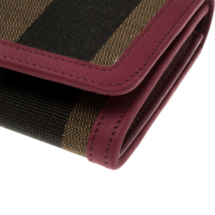 مملوكة مسبقًا Fendi Burgundy Pequin Continental Wallet
