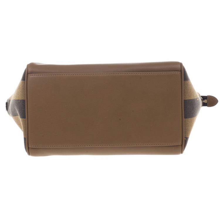 Pre Owned Fendi Leather Pequin Trapeze Bag