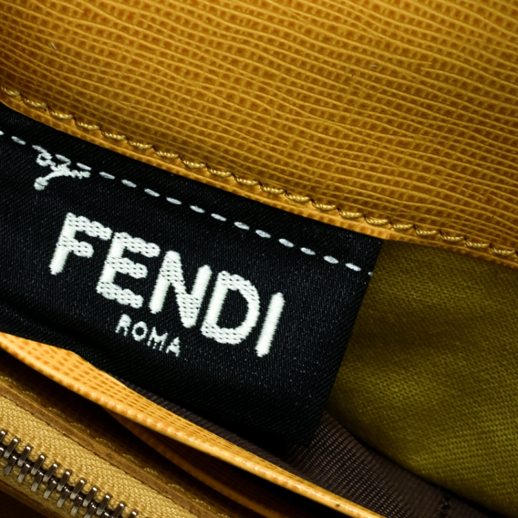 Pre Owned Fendi Yellow Leather Crayons Continental Wallet