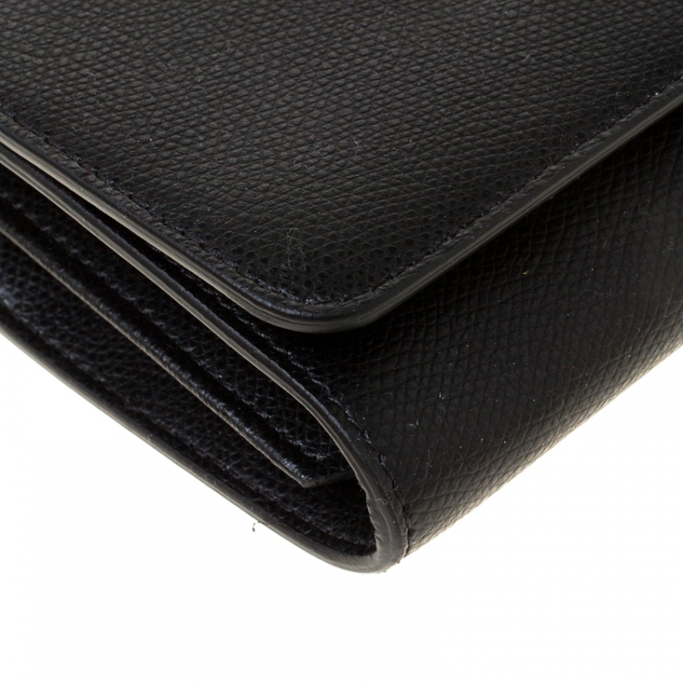 Pre Owned Fendi Black Leather Wallet on Chain