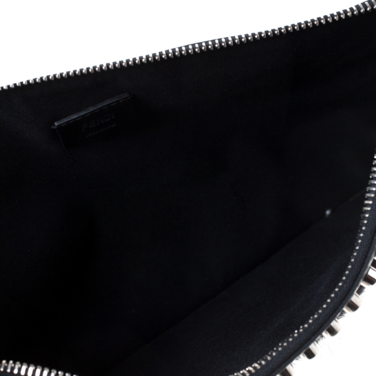 Pre Owned Fendi Black Saffiano Leather Karlito Clutch