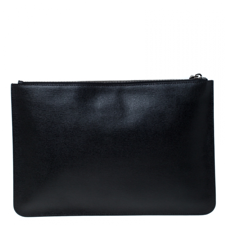Pre Owned Fendi Black Saffiano Leather Karlito Clutch
