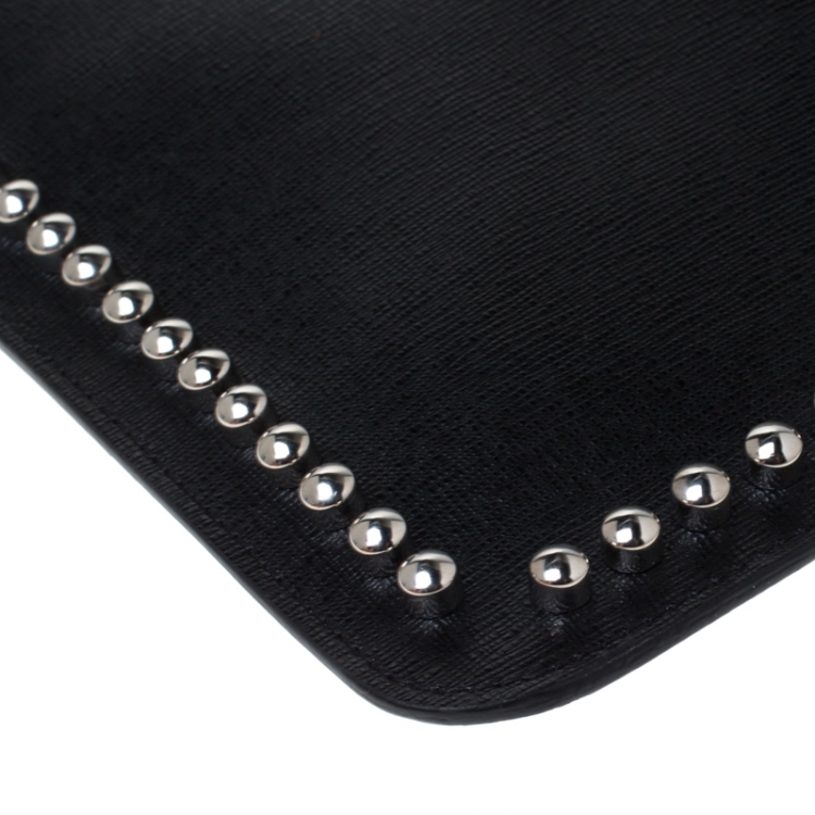 Pre Owned Fendi Black Saffiano Leather Karlito Clutch