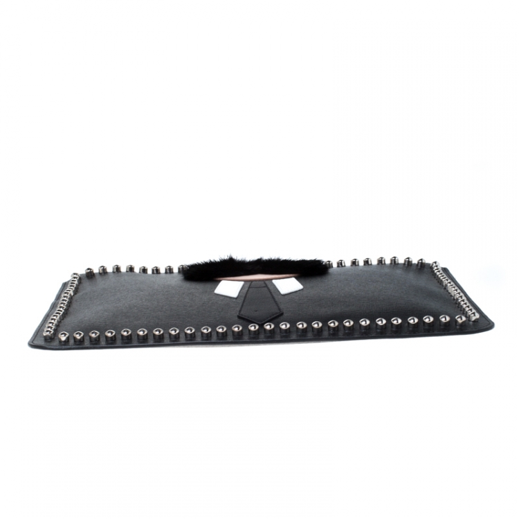 Pre Owned Fendi Black Saffiano Leather Karlito Clutch