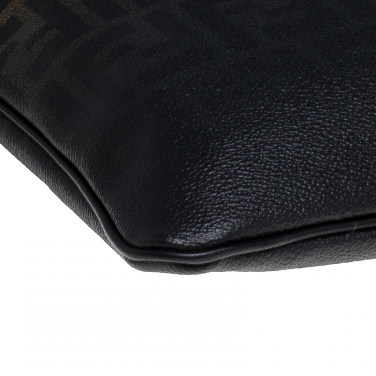 Pre Owned Fendi Tobacco Ombre Zucca Coated Canvas Clutch