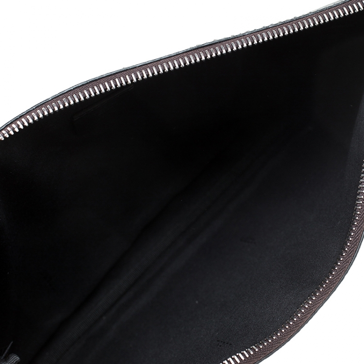 Pre Owned Fendi Tobacco Ombre Zucca Coated Canvas Clutch