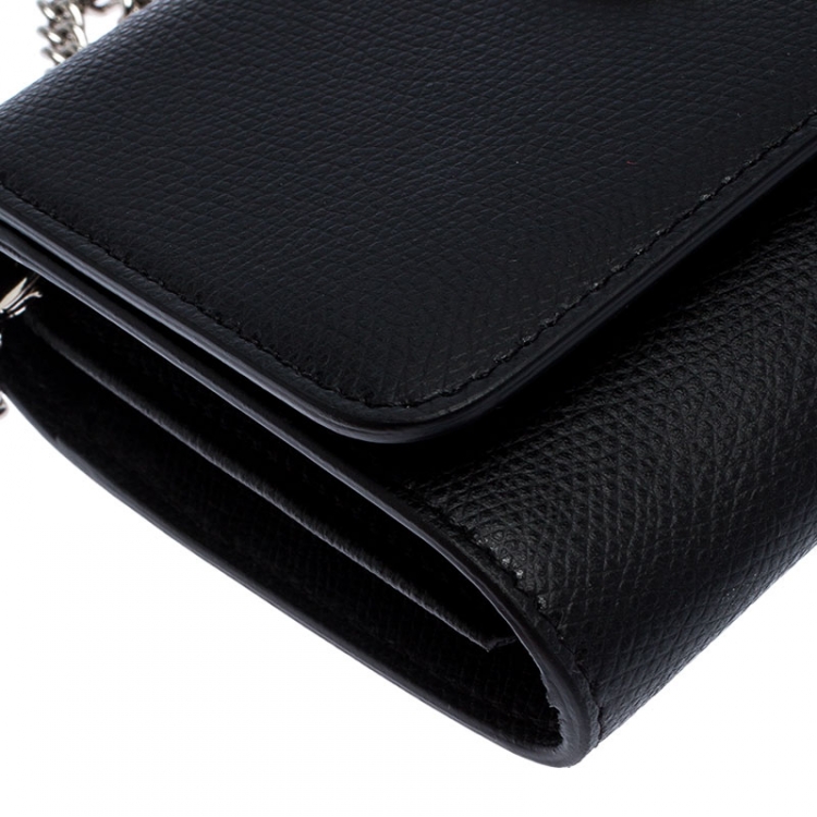 Pre Owned Fendi Black Leather F Chain Clutch