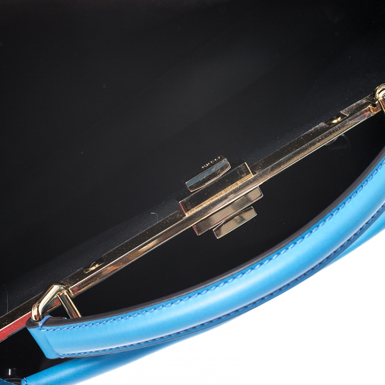 مملوكة مسبقًا Fendi Blue Leather Large Peekaboo Top Handle Bag