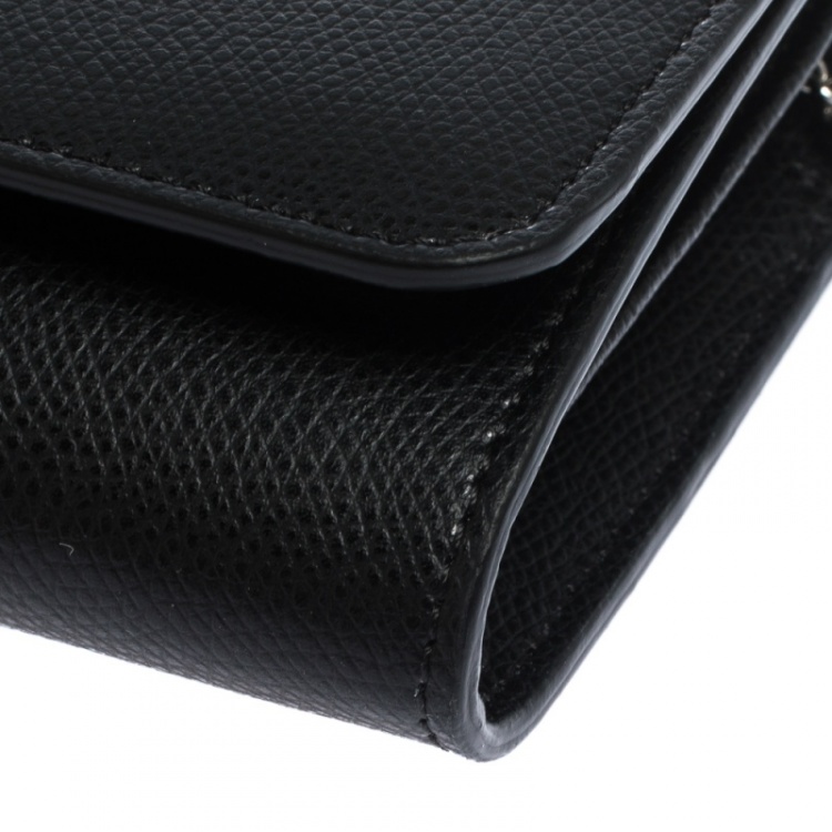 Pre Owned Fendi Black Leather Kan I Wallet On Chain