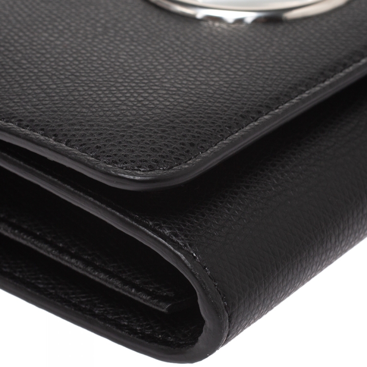 Pre Owned Fendi Black Leather Wallet on Chain
