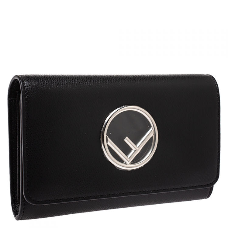 Pre Owned Fendi Black Leather Wallet on Chain
