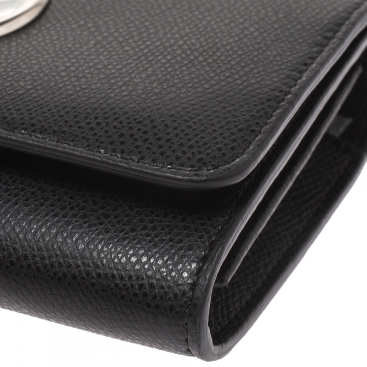 Pre Owned Fendi Black Leather Wallet on Chain