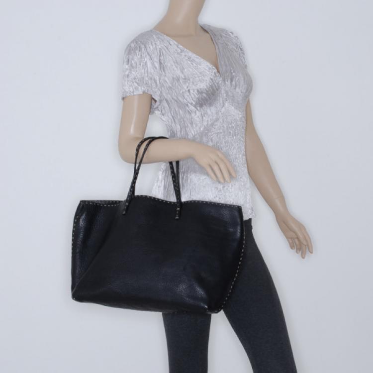 Pre Owned Fendi Black Leather Selleria Tote