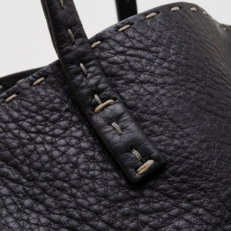 Pre Owned Fendi Black Leather Selleria Tote