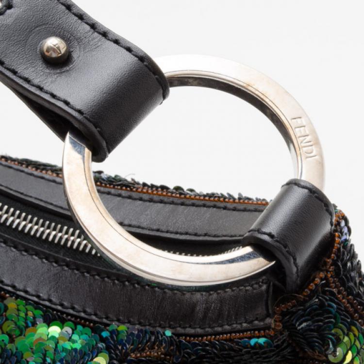 Pre Owned Fendi Blue and Green Sequin Wave Hobo