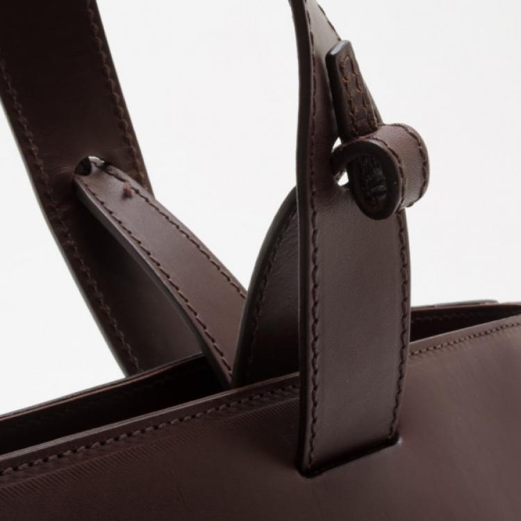 Pre Owned Fendi Brown Leather and Straw Tote Bag