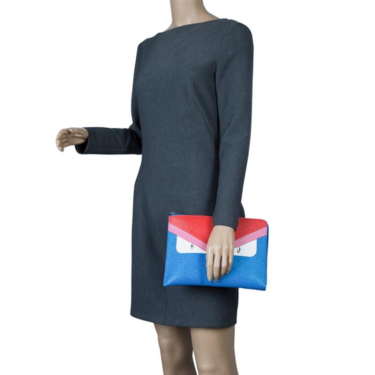 مملوكة مسبقًا Fendi Multicolor Leather Monster Flat Clutch