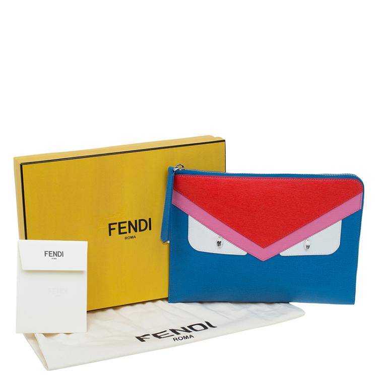 مملوكة مسبقًا Fendi Multicolor Leather Monster Flat Clutch