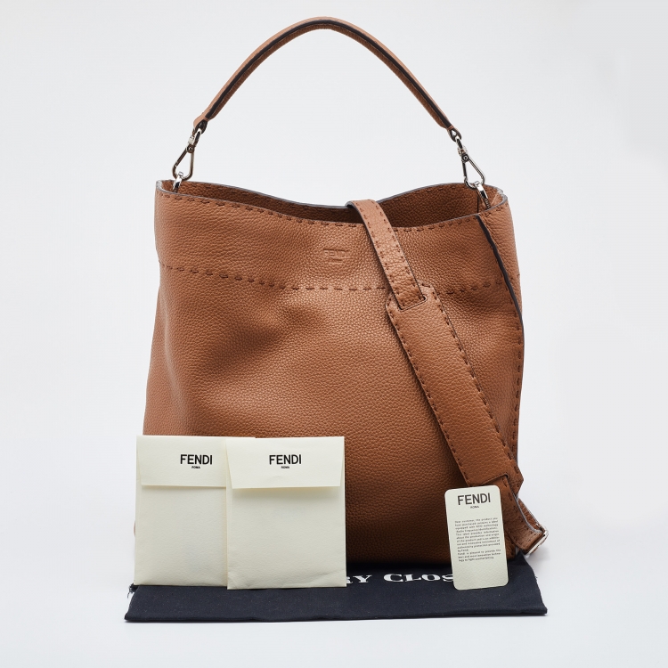 مملوكة مسبقًا Fendi Brown Leather Large Anna Shoulder Bag