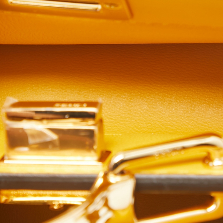 Pre Owned Fendi Yellow Leather Nano Peekaboo Maxi Top Handle Bag