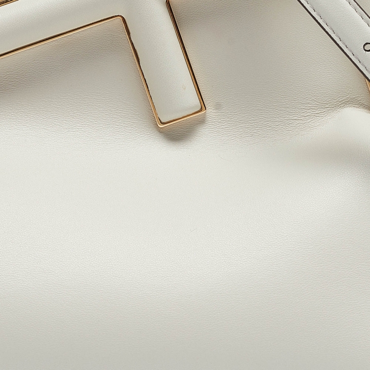 Pre Owned Fendi White Leather Small First Shoulder Bag