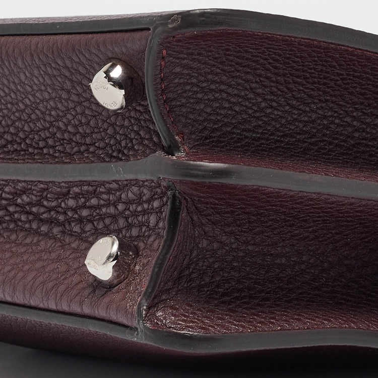 Pre Owned Fendi Burgundy Leather Mini Peekaboo ISeeU Top Handle Bag