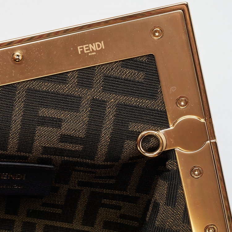 Pre Owned Fendi Pink/Brown Python and Leather Small First Clutch