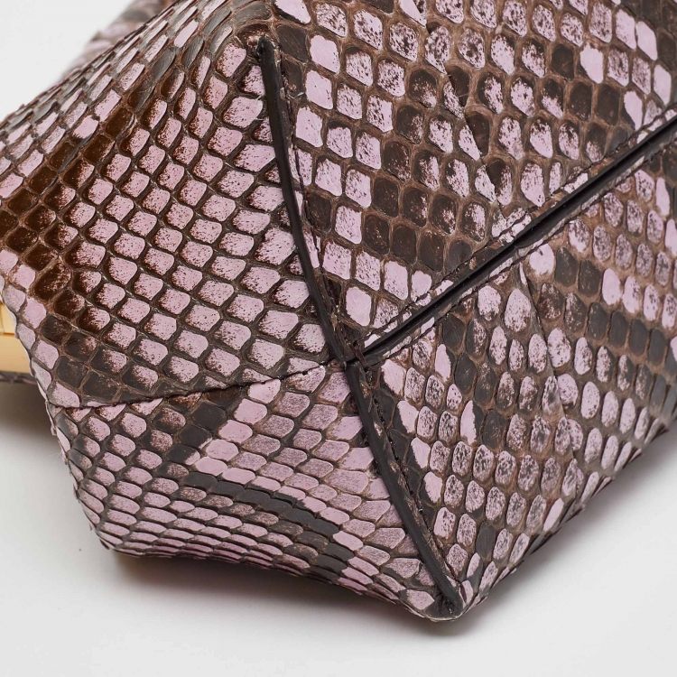 Pre Owned Fendi Pink/Brown Python and Leather Small First Clutch