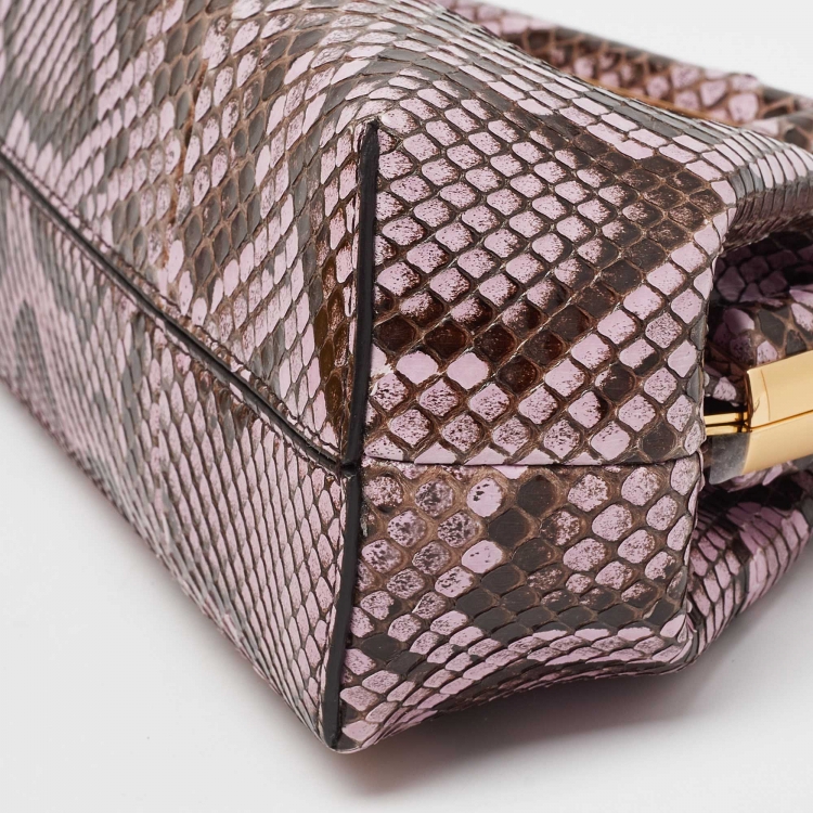 Pre Owned Fendi Pink/Brown Python and Leather Small First Clutch