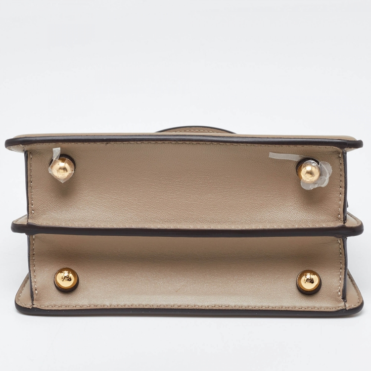 Pre Owned Fendi Beige Leather Petite Peekaboo ISeeU Top Handle Bag