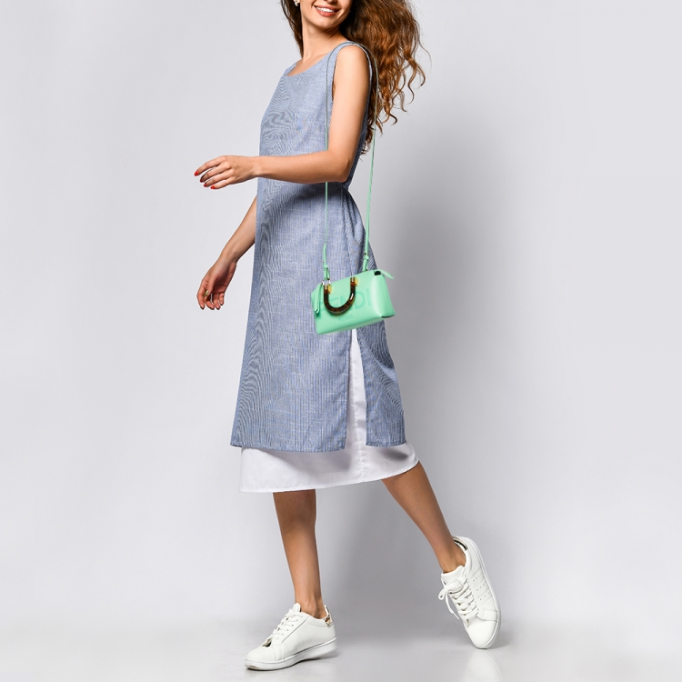 Pre Owned Fendi Neon Green Leather Mini By The Way Bag